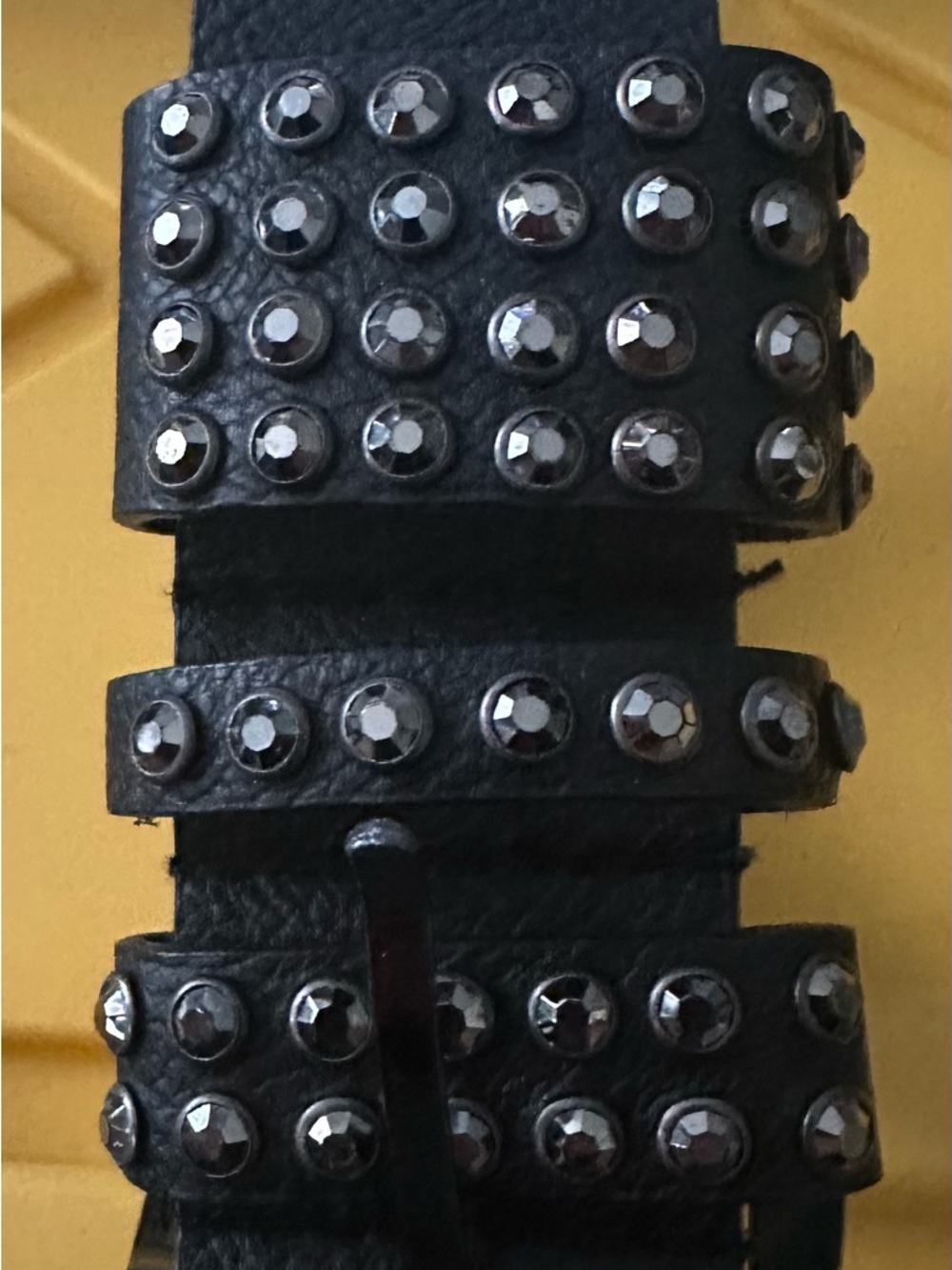 Women’s Plus Size Black Studded Leather Like Belt with studs 51” long